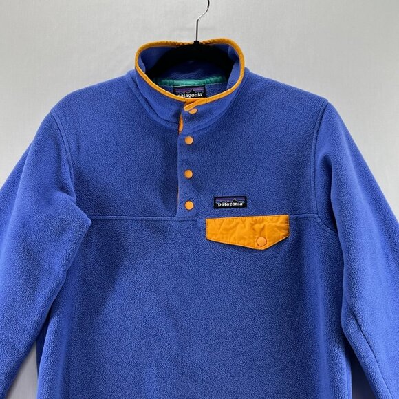 Patagonia Lightweight Synchilla Snap-T Fleece Pullover Women S  Blue Orange Trim - Picture 3 of 11